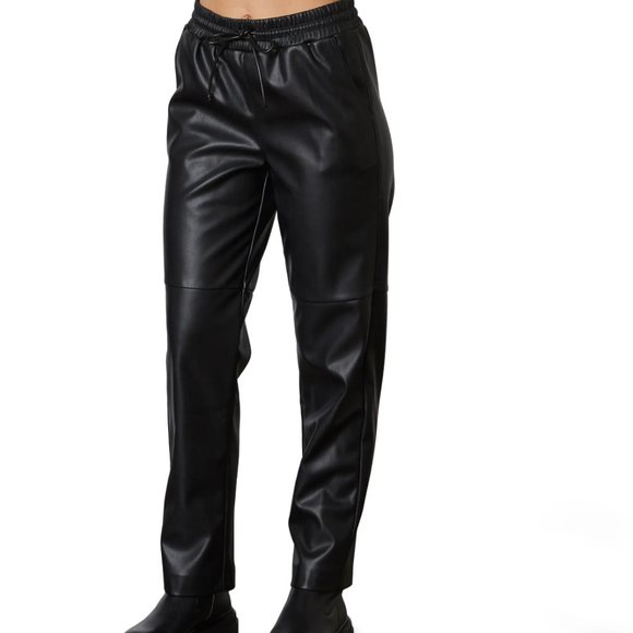 NIA Vegan Leather Baggy Drawstring Jogger Pants Black NWT Size XS - Picture 6 of 13